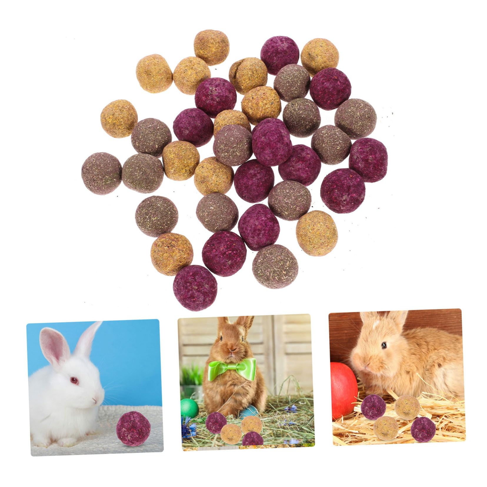 Toddmomy Boules à Mâcher Lot de 36 Aide Broyage des Dents en Plante Naturelle, Jouet à Mâcher et Accompagnement des Animaux pour Lapins et Hamsters pour Petits Animaux