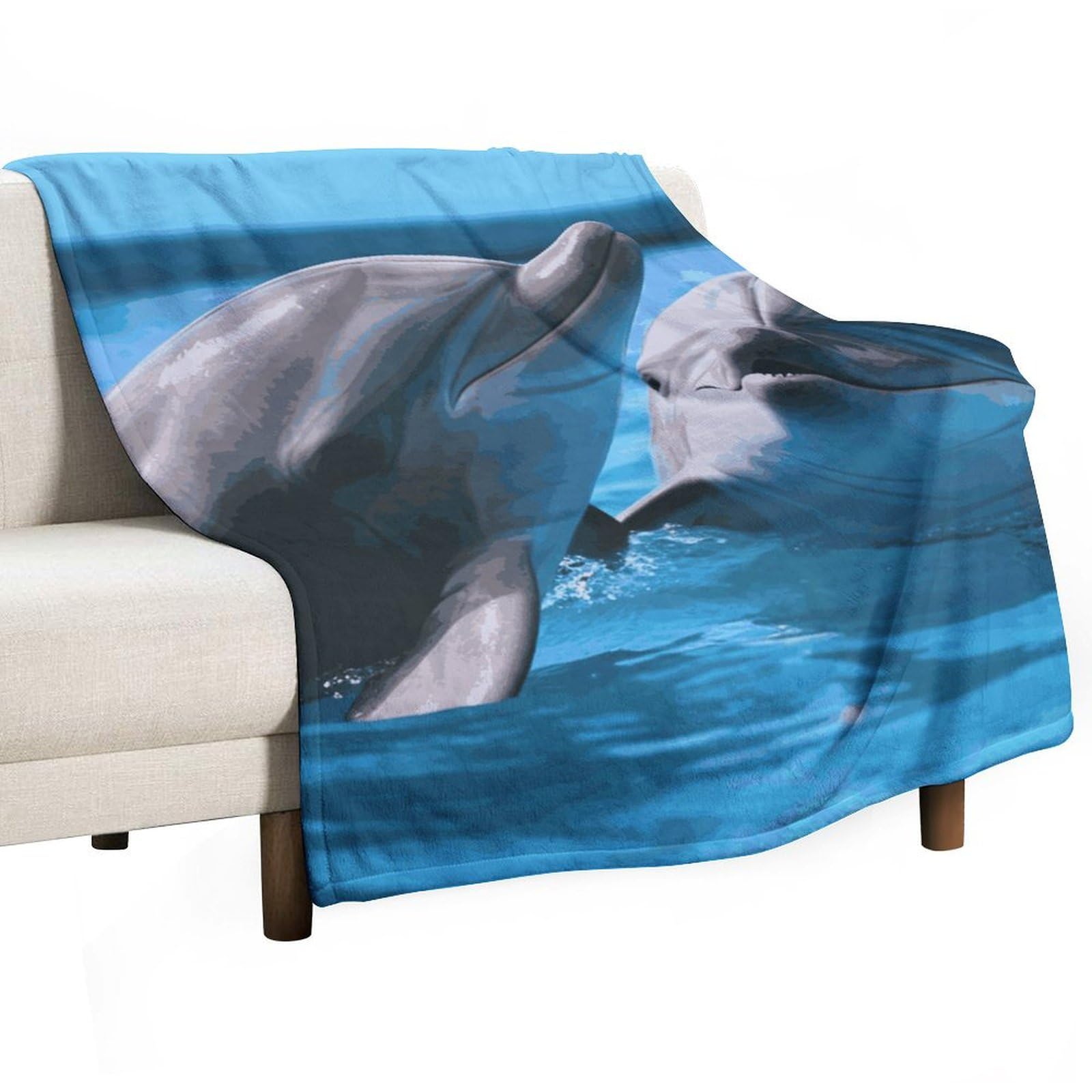 Couverture polaire dauphins légère et chaude contre le froid du canapé
