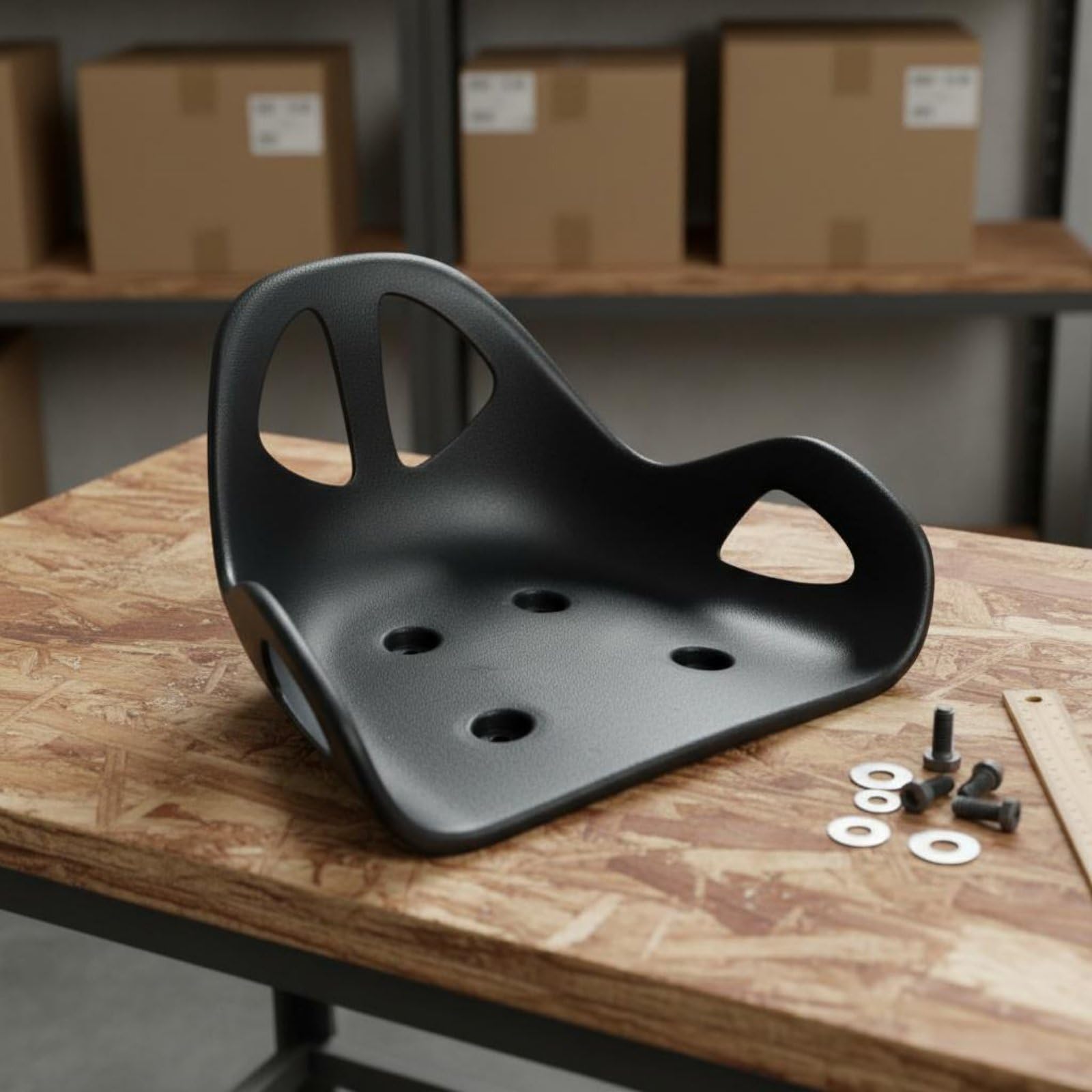 Slide-Trike Sitz Go-Kart, Kart-Sitzschale für Bastelprojekte und Werkstatt | Sitzfläche Ersatzteil mit Aussparungen | Ergonomischem Rückenlehnensattel | Pflegeleicht Sitzschale für Drift-Autos | Schwarz