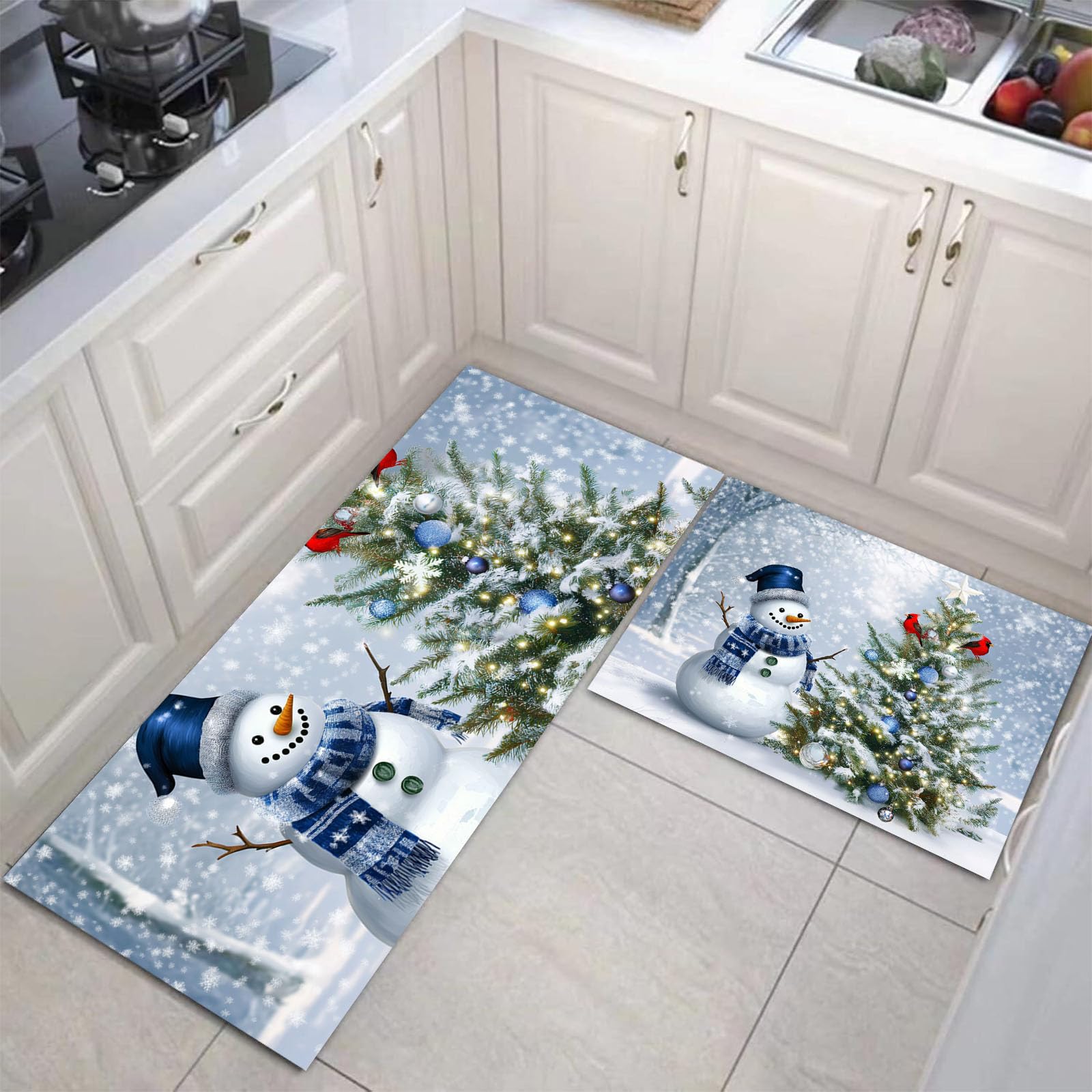 Tapis de cuisine antidérapant lavable pour sécuriser le sol et absorber l'huile Noël