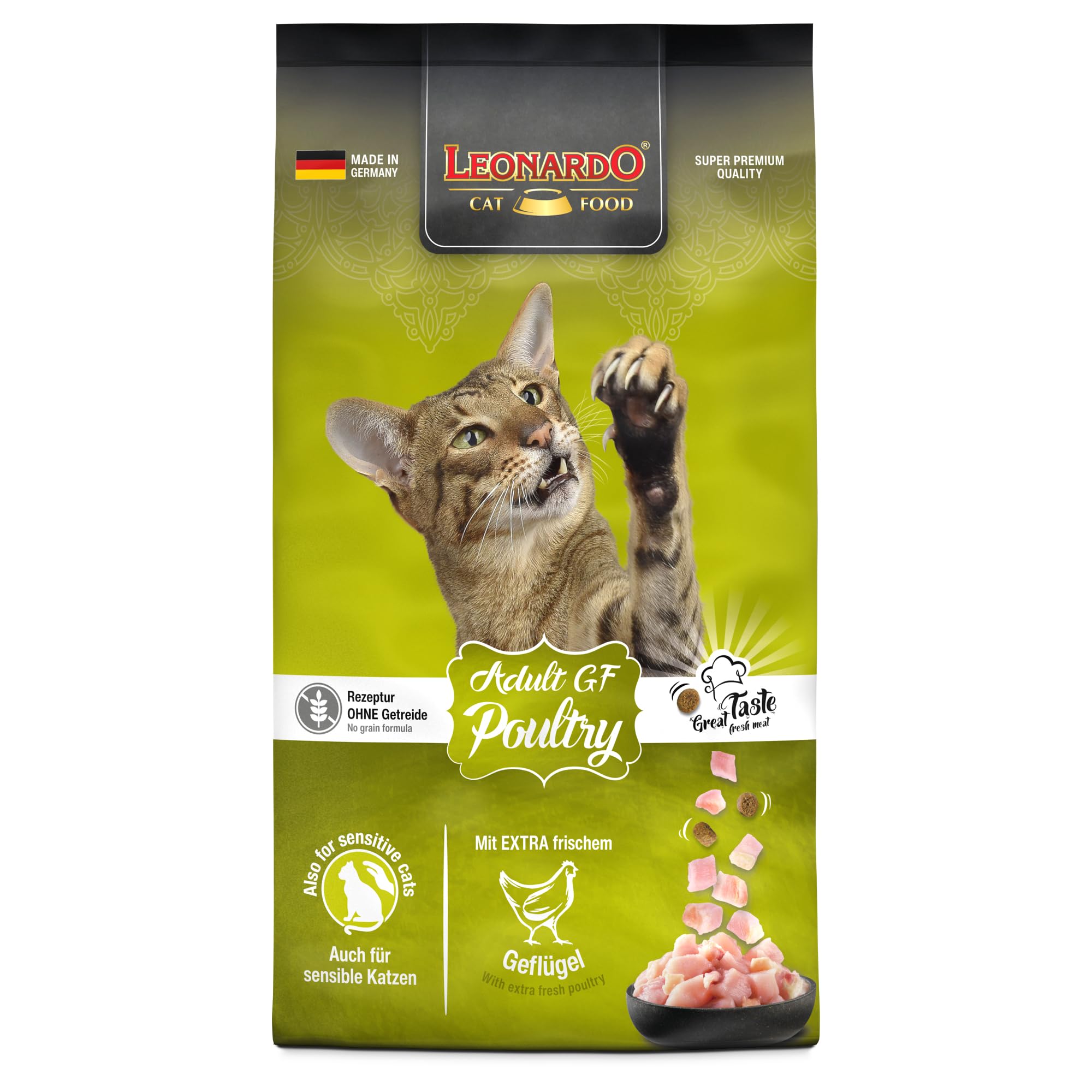 LEONARDO Adult GF Poultry [7,5kg] Katzenfutter | Getreidefreies Trockenfutter für Katzen | Alleinfuttermittel für ausgewachsene Katzen Aller Rassen ab 1 Jahr