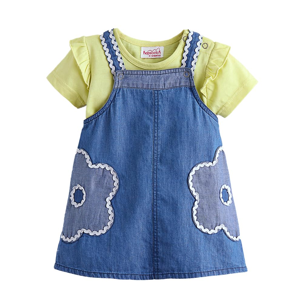 Hopscotch Floral Applique Ruffled Cotton Denim A-Line Dress for Ages (6-9 Months) - Review, Price and Buying Guide