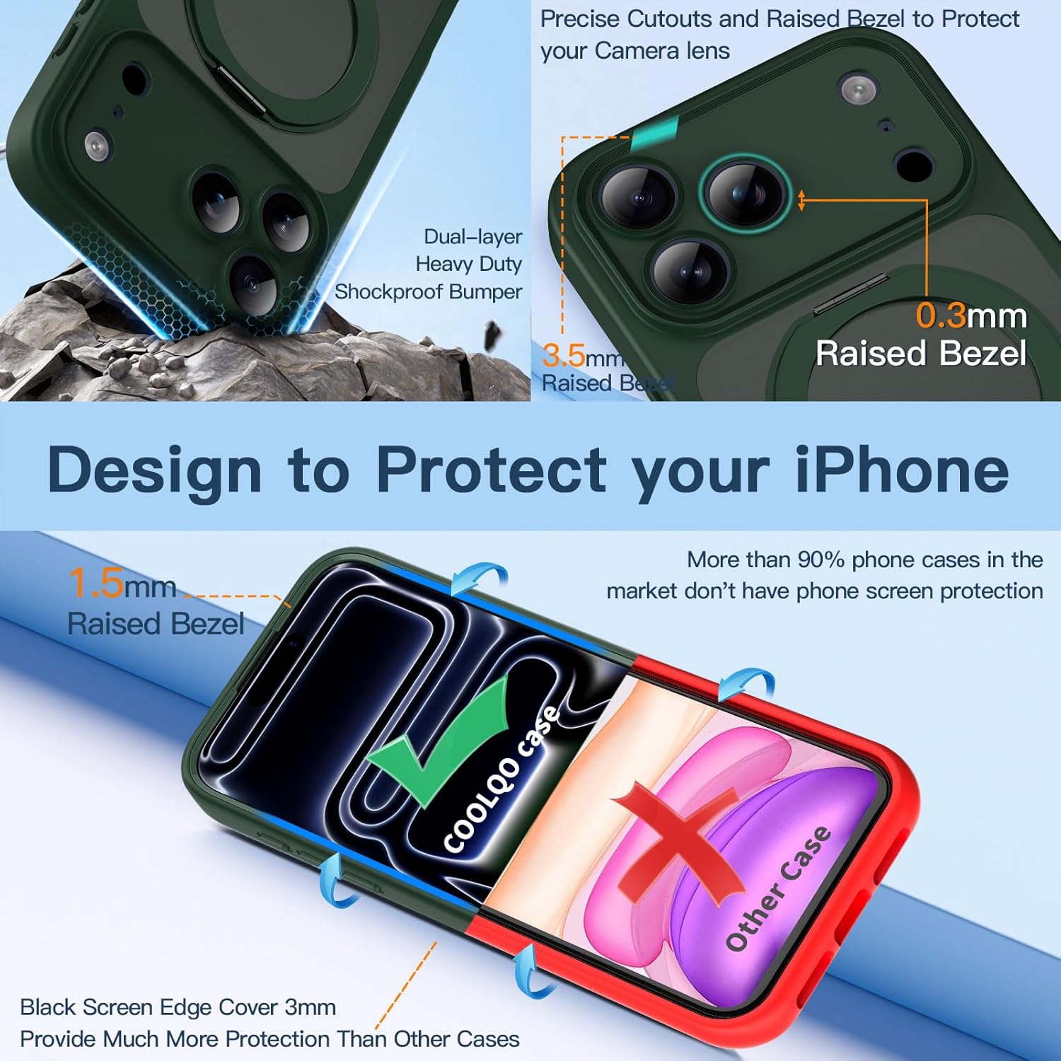Magnetic for iPhone 17 Pro Case [2 x Screen Protector] Compatible with MagSafe Translucent Matte Military Grade 17 FT Drop Shockproof Full Camera Protection 360° Spin Stand Phone Cover Green