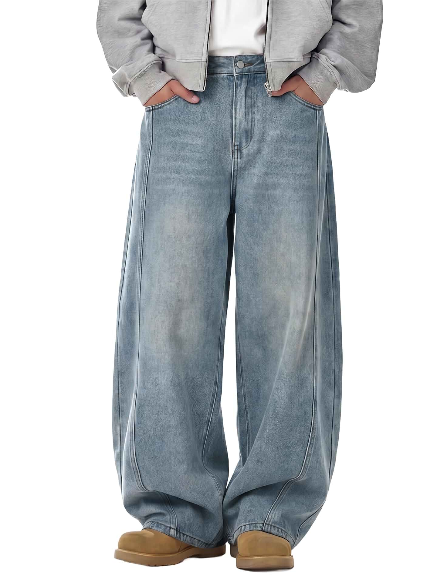 Mens Baggy Hip-Hop Jeans Wide Leg Loose Fit Denim Pants Y2K Vintage Streetwear Skater Jeans with Elastic Waist Jeans · Regular