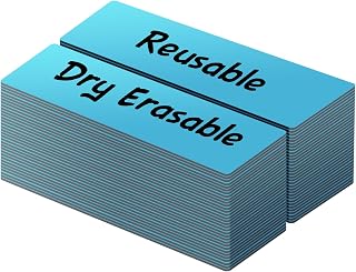 LLPT Dry Erase Magnetic Labels 0.5" x 2" 50 Packs Blank Writable Magnet Stickers Reusable for Refrigerator Shelf Whiteboard Toolbox Craft and Other Metallic Surfaces Blue (DML0520BL)