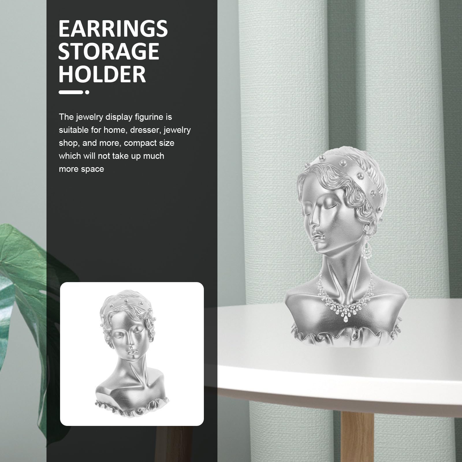 Housoutil Présentoir à Bijoux pour Rangement de Boucles D'oreilles et Colliers en Résine Argentée et Décoratif, Robuste Adapté