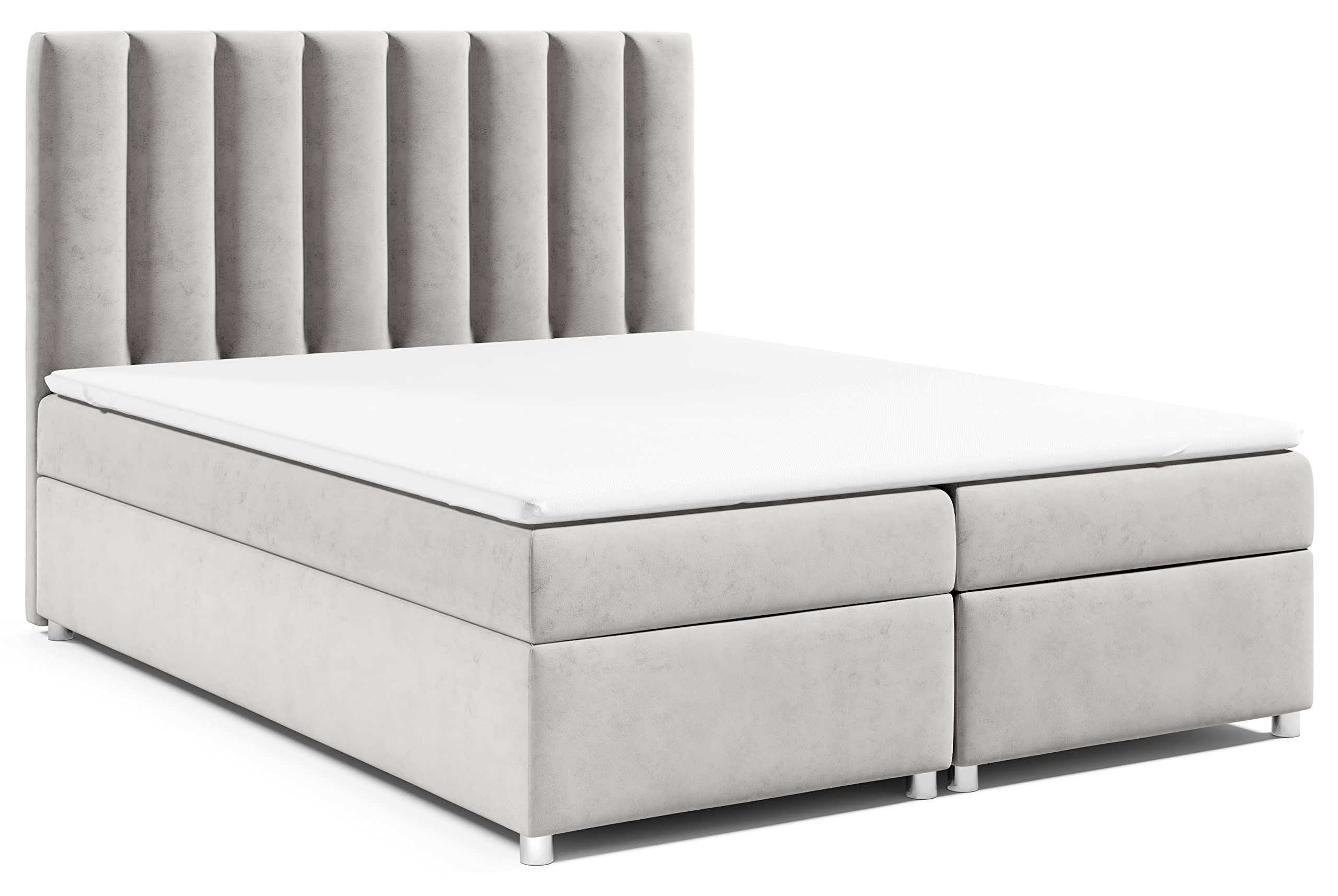 Letto a molle con contenitore per letto Trinity K-10 con molle Bonell, topper 200 x 200 cm, argento