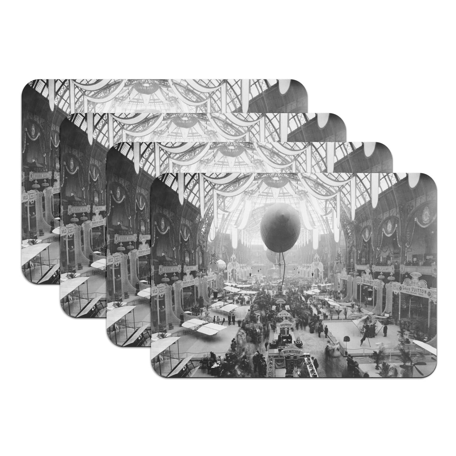 Set de table dessous caoutchouc premiere exposition aeronautique Paris 1909 photo rare vintage