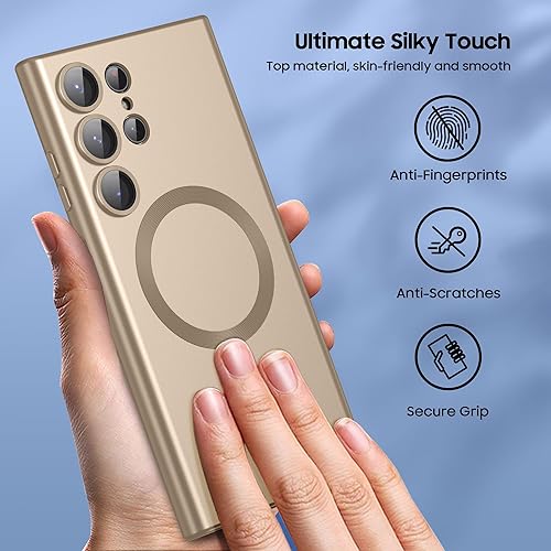 Vista 44 de Magnetic for Samsung Galaxy S24 Ultra Case [Compatible with MagSafe][Built-in Camera Lens Protector] Slim Soft Bumper TPU Shockproof Phone Shell