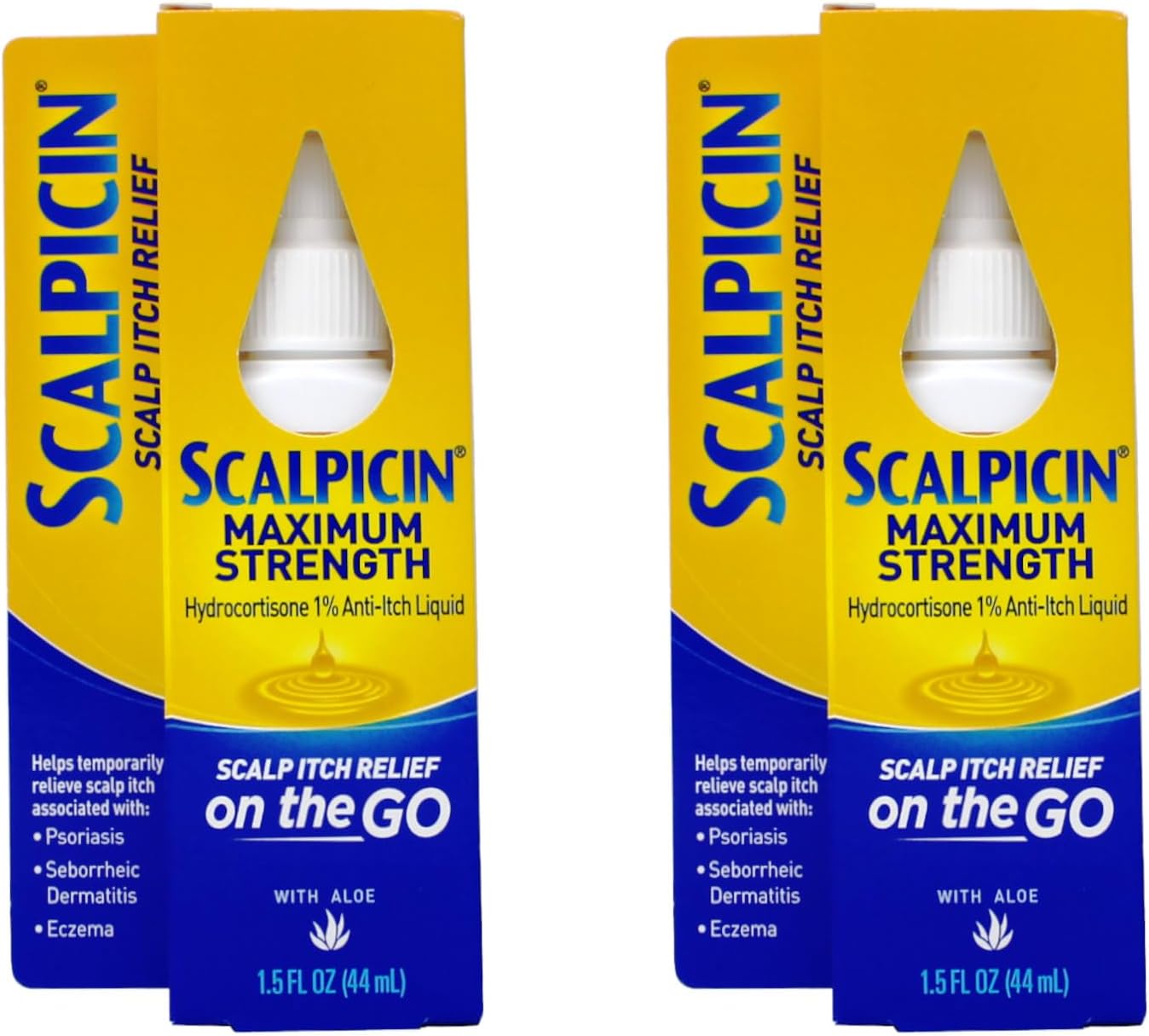 Scalpicin Maximum Strength Scalp Itch Relief, Hydrocortisone 1% Anti-Itch Liquid with Aloe, 1.5 fl oz (Pack of 2)
