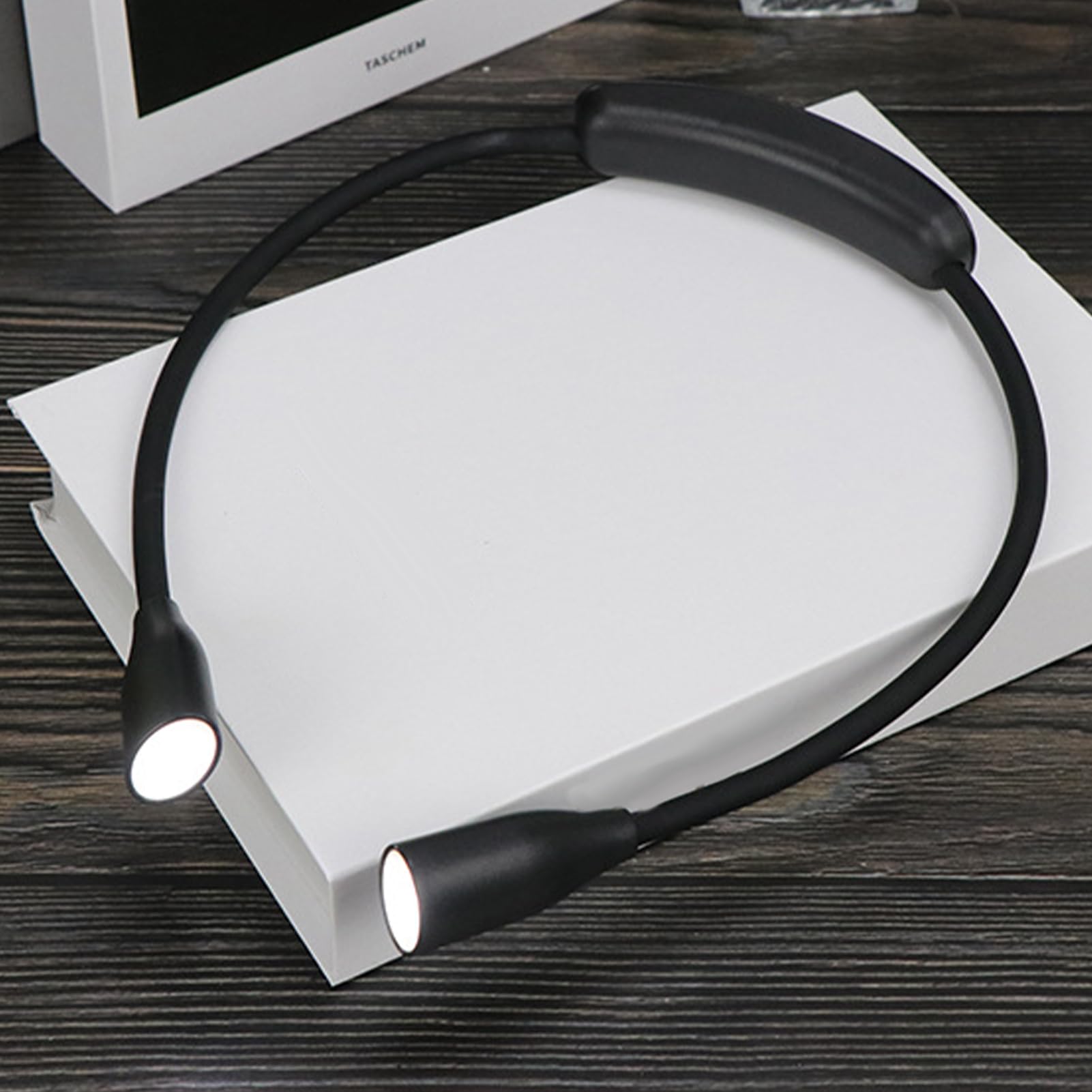 Luz de lectura de cuello LED - Lámpara de libro portátil recargable USB, iluminación flexible de mano, viga de cuidado de los ojos | Marco liviano con brazos ajustables para acampar para reparar el tr