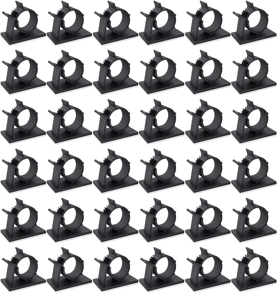 Viaky 40 PCS Black Cable Clips Adjustable Wire Clamps Cable Wire Management Self-Adhesive Cord Holders for Office, Home, Workshop, Computer Room