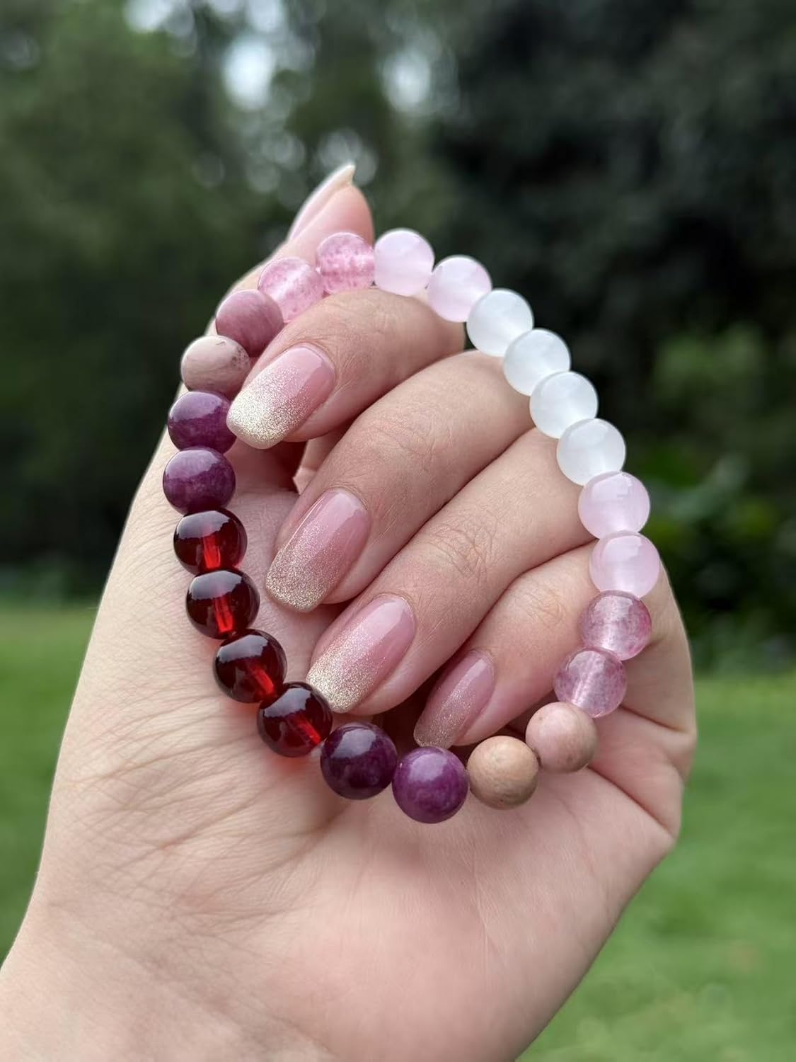 LINGYUAN Natural Gemstone Bracelet for Love & Protection, 8mm Beaded Stretch Bracelet for Women Men, Healing Crystal Jewelry for Positive Energy and Inner Peace Gift - Image 4