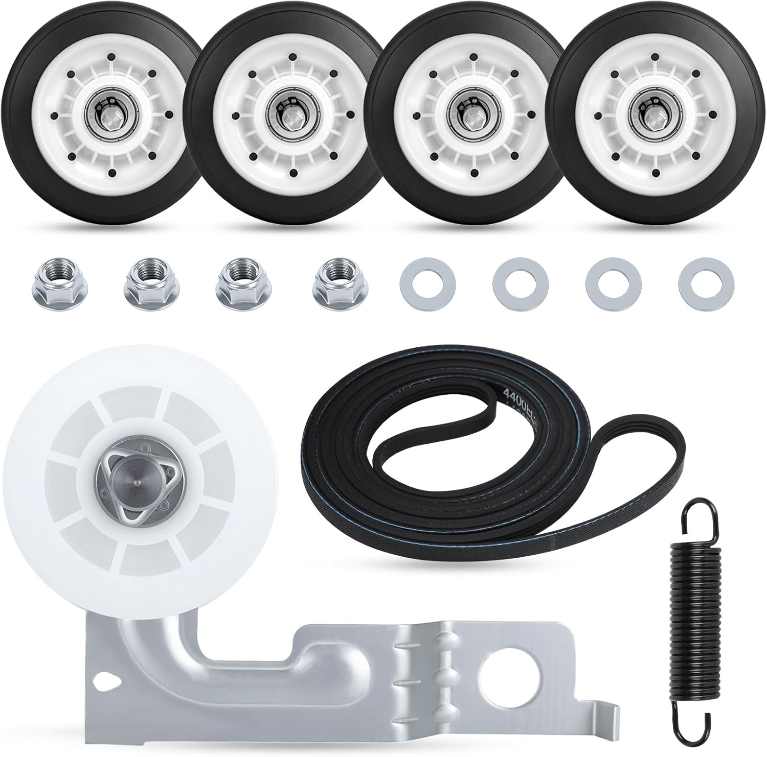 UPGRADED Dryer Repair Kit for LG Kenmore, 4581EL2002L Ball Bearing Low Noise Drum Roller Kit replaces 4581EL2002C, with 4561EL3002A Idler Pulley & 4400EL2001A Belt, Fits 79661523210 DLE3050W DLEX5101W