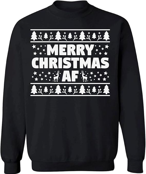 Pekatees Merry Christmas AF Sweatshirt Ugly Christmas Sweater Merry Christmas AF Sweater Ugly 
