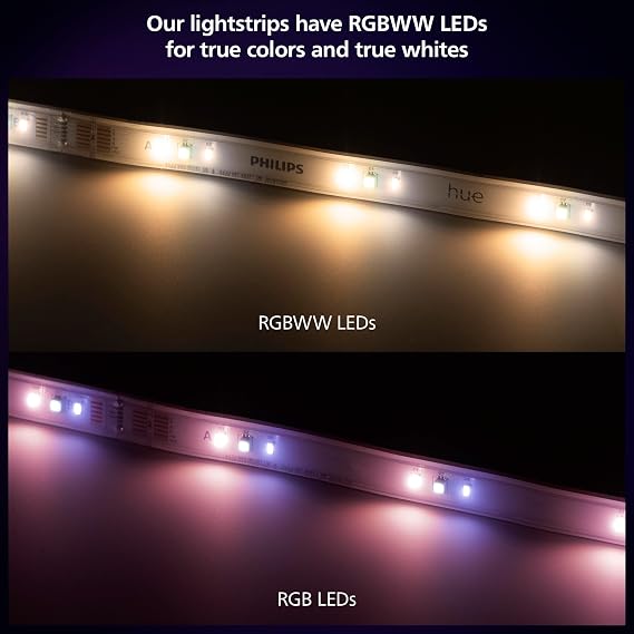 Philips Hue Lightstrip Starter Kit (6ft Light Strip, Base Plug, Hue Hub), Compatible with Alexa, Google Assistant, White