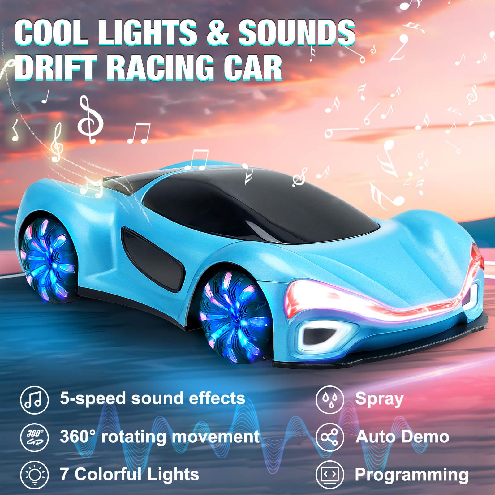 Set 2 Auto Telecomandate Per Bambini - Con Luci, Suoni E Deriva A 360°, Gara A 2 Giocatori, Età 3+ Anni