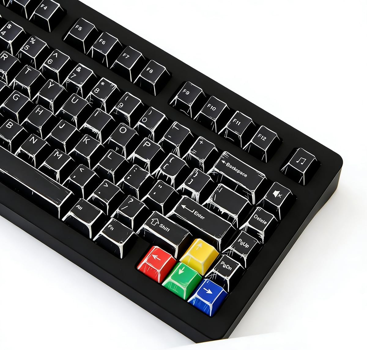 Sumgsn 114 Keys PBT Dye Sub Keycaps Cherry Profile Black Manga keycaps Set Fit for 61/64/87/104/108 Cherry Mx Switches Mechanical Keyboard