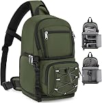RAINSMORE Camera Bag, DSLR & Mirrorless Camera Sling Bag for Photographers Waterproof Small Camera Crossbody Case with Removable Padded Insert & Tripod Holder for Canon/Nikon/Sony/Fuji, Black