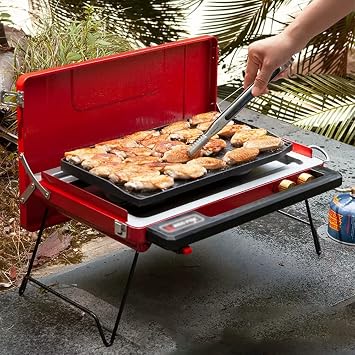 Backcountry Camping BBQ Stove, Folding Double Oven Range and Grill, Compact Gas Range for Camping or Festivals