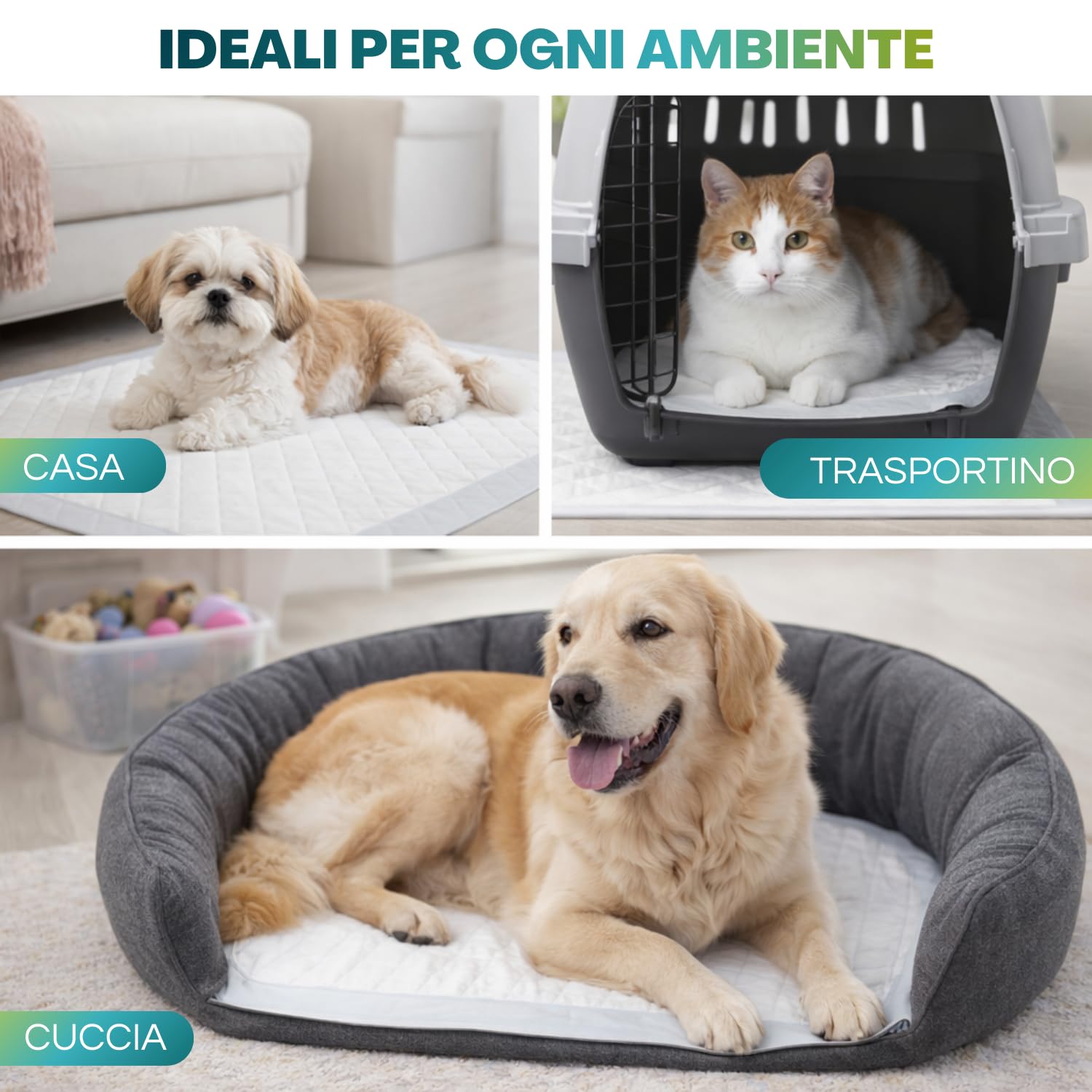 VIRSUS tappetini igienici per Cane 60x90 400 Pezzi traversine Cani Animali Domestici con Adesivo Anche per Gatti Anti Odore