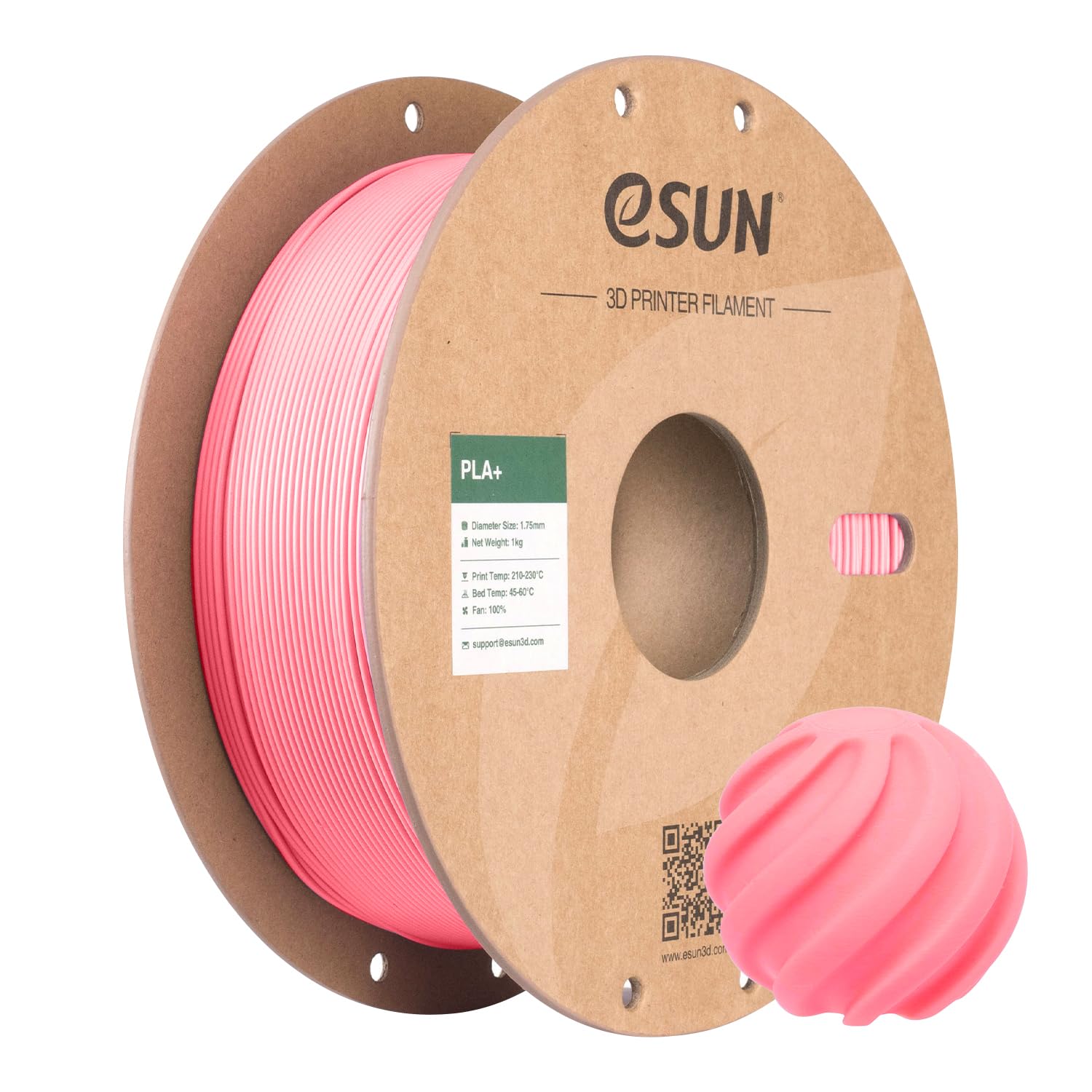 eSUN PLA+ Filament 1.75mm, 3D Printer Filament PLA Plus, Dimensional Accuracy +/- 0.03mm, 1KG Spool (2.2 LBS) 3D Printing Filament for 3D Printers, Pink