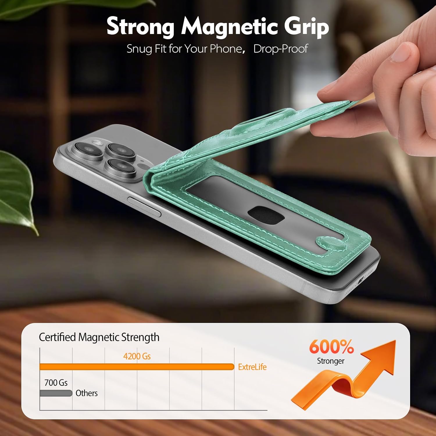 SkyEagle Compatible with Magsafe Case with RFID Blocking Card Holder AirTag pocket for iPhone 17/16/15/14/13/12 Pro/Pro Max/PlusSeries,Not Fit iPhone Mini,Blue Green