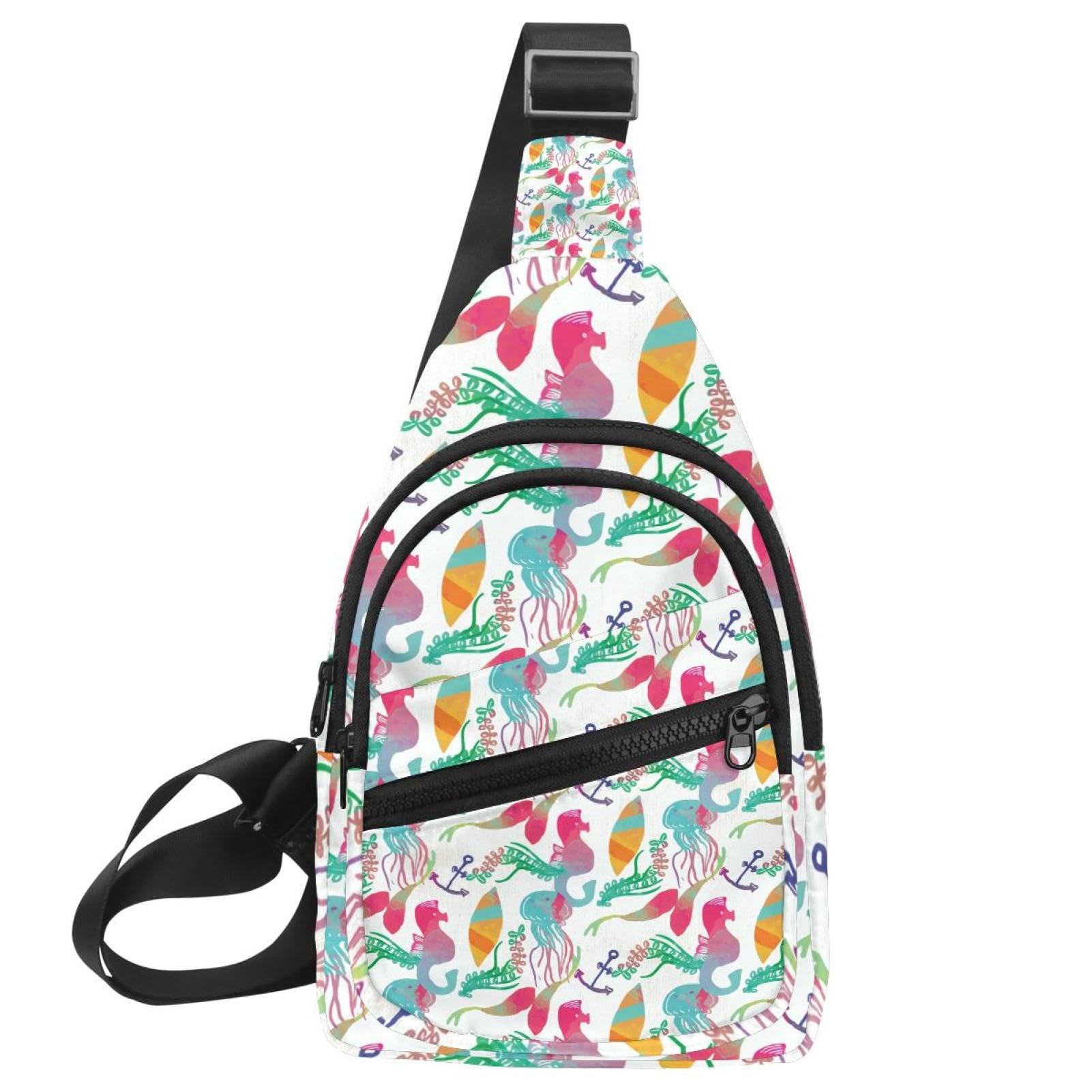 Sac à bandoulière imperméable contre la pluie avec motif algues