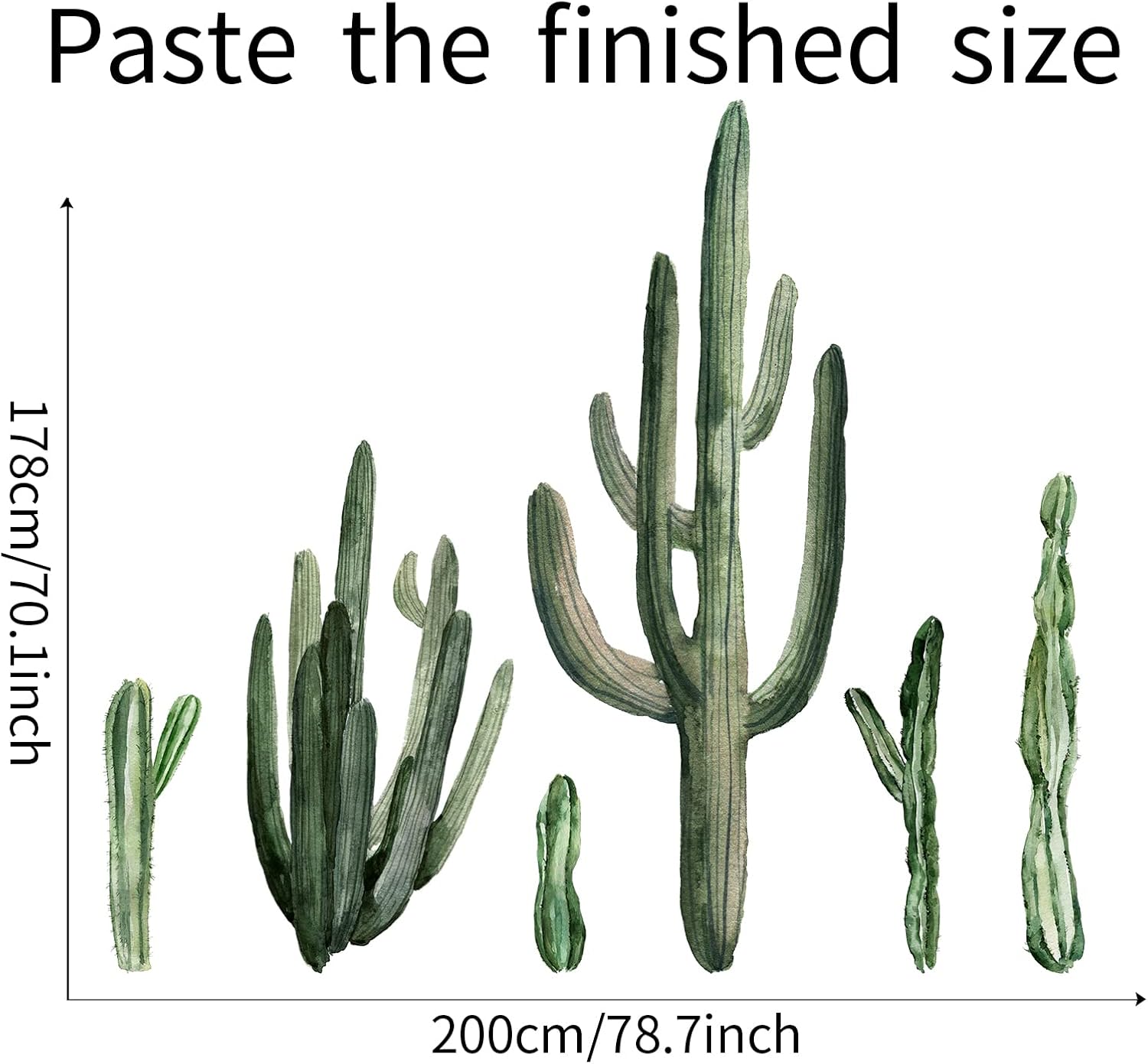 ROFARSO 70.1'' High Huge Saguaro Cactus Wall Stickers Vinyl Removable Peel and Stick Tropical Plant Wall Decals Art Decorations Decor for Bedroom Living Room Office Classroom Library Shop Murals