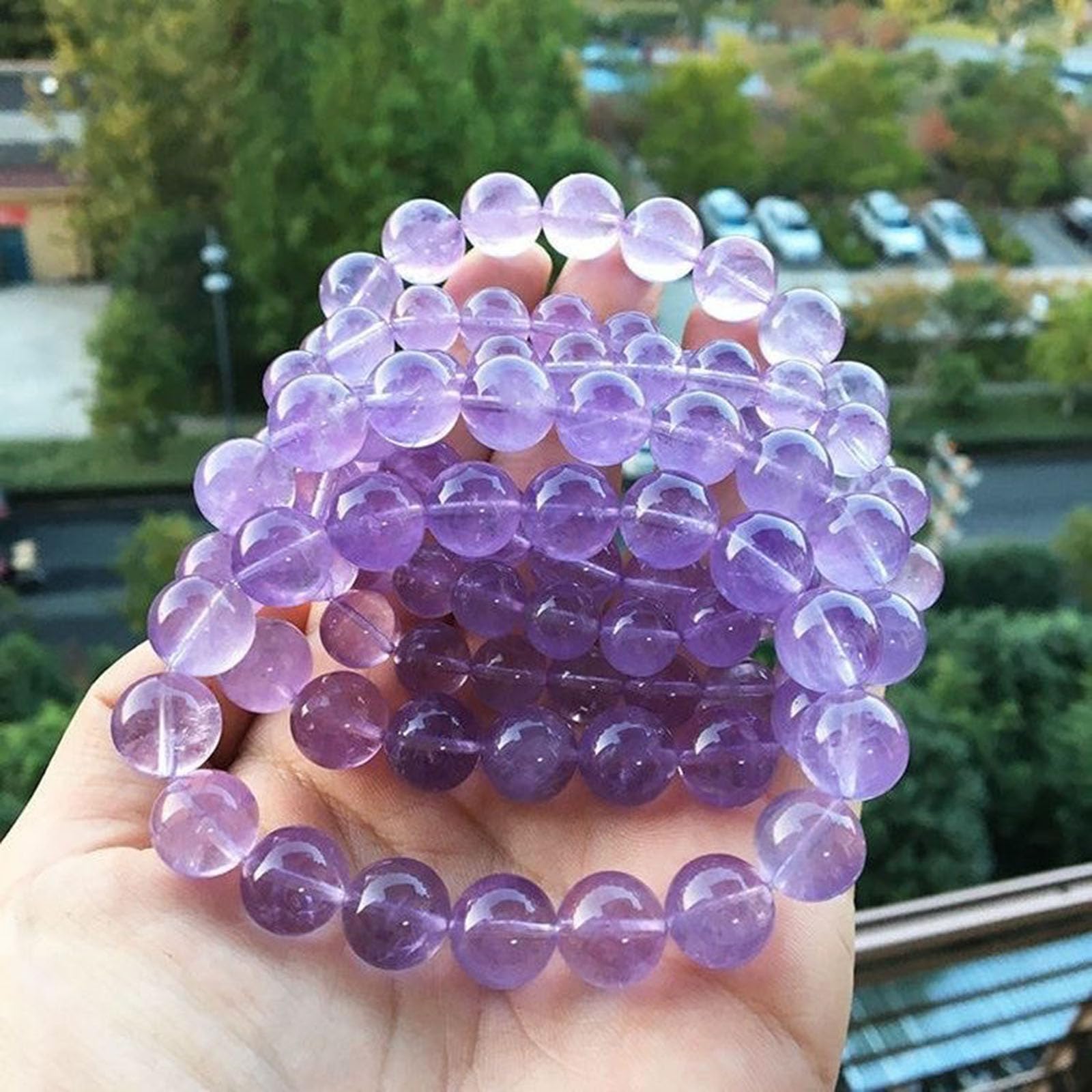 12mm, Heilkristall-Armband für Damen und Herren, natürliches Amethyst-Edelstein-Stretch-Armband, Chakra-Yoga-Perlenquarz-Armbänder, handgefertigte Schmuckgeschenke