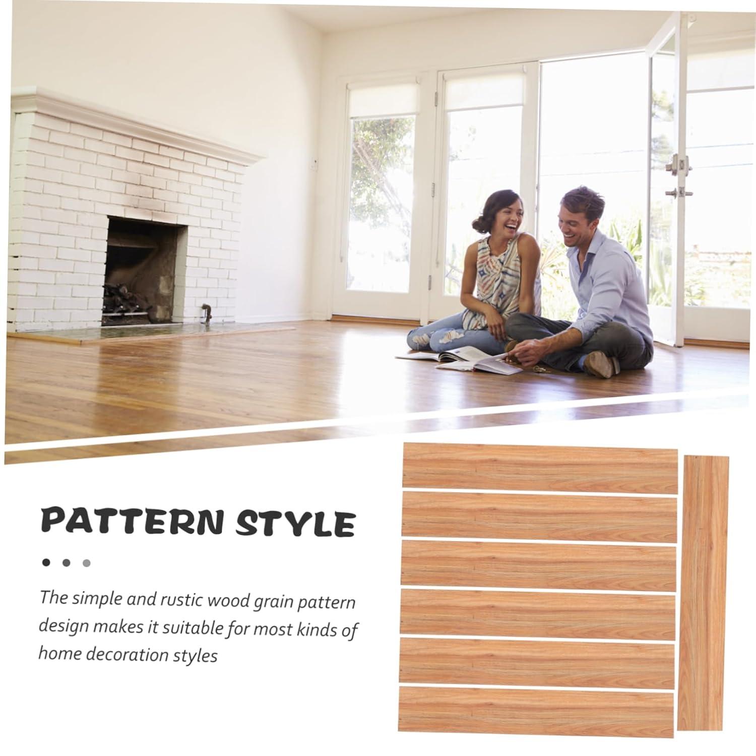 ARTIBETTER 7pcs Vinyl Flooring Planks Peel and Stick PVC Wood Grain Floor Tile Stickers Self-Adhesive Tile Decals for Easy Installation Rustic Design for Home