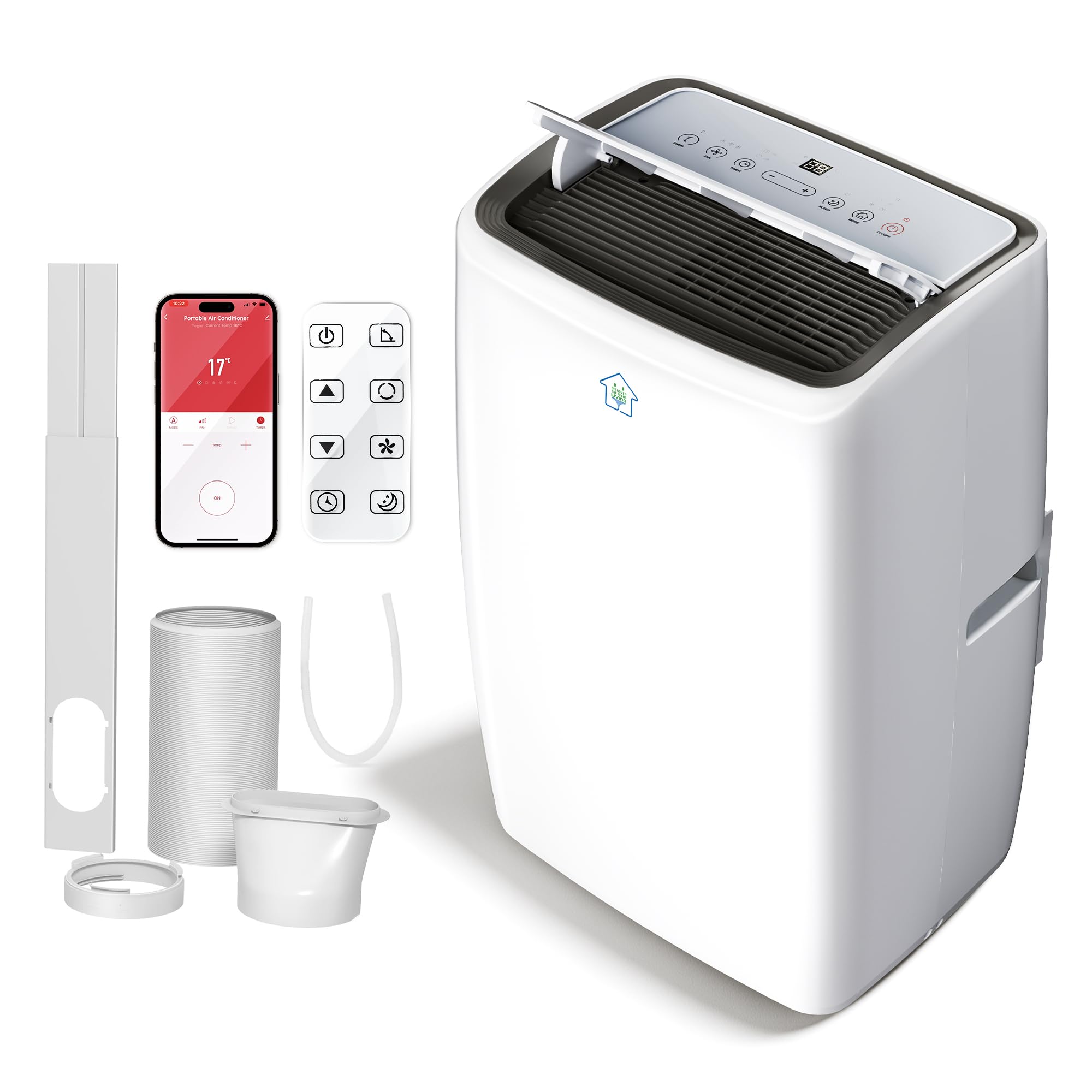 12000BTU Smart Portable Air Conditioner with Heat AC Unit with App Remote Control 4-in-1 Heating Cooling Dehumidifier Fan