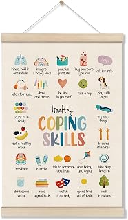 Mental Health Poster Hanger Frame, Coping Skills Poster 16x12 Inch, Therapy Office Decor, Anxiety Relief, Calm Down Corner Wall Decor, Emotional Learning Wall Art for Homeschool Counseling Office