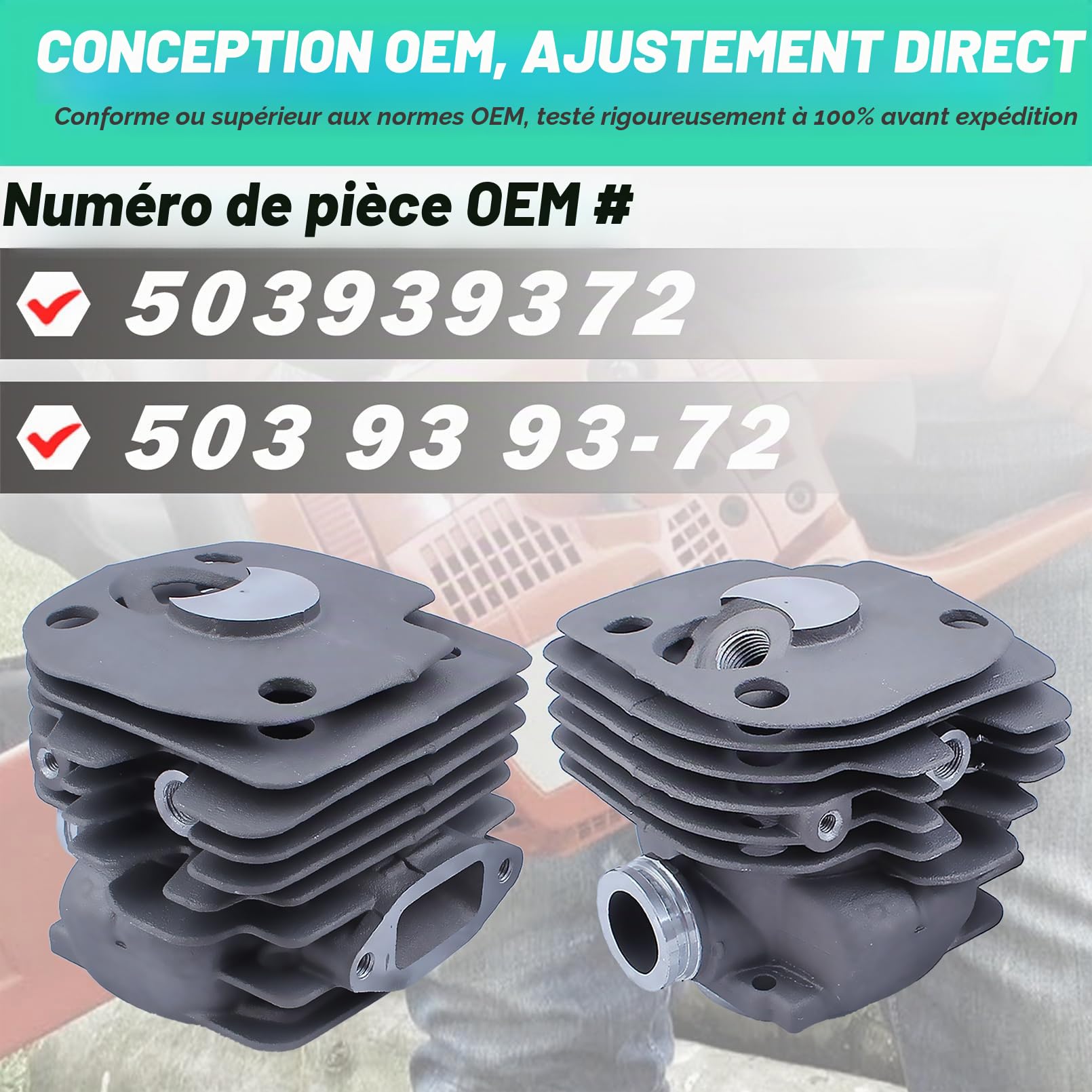 Adefol Piston & Cylindre Assemblage (50mm) pour Jonsered CS 2171 2163 2165 2063 2065 2071 Tronçonneuse