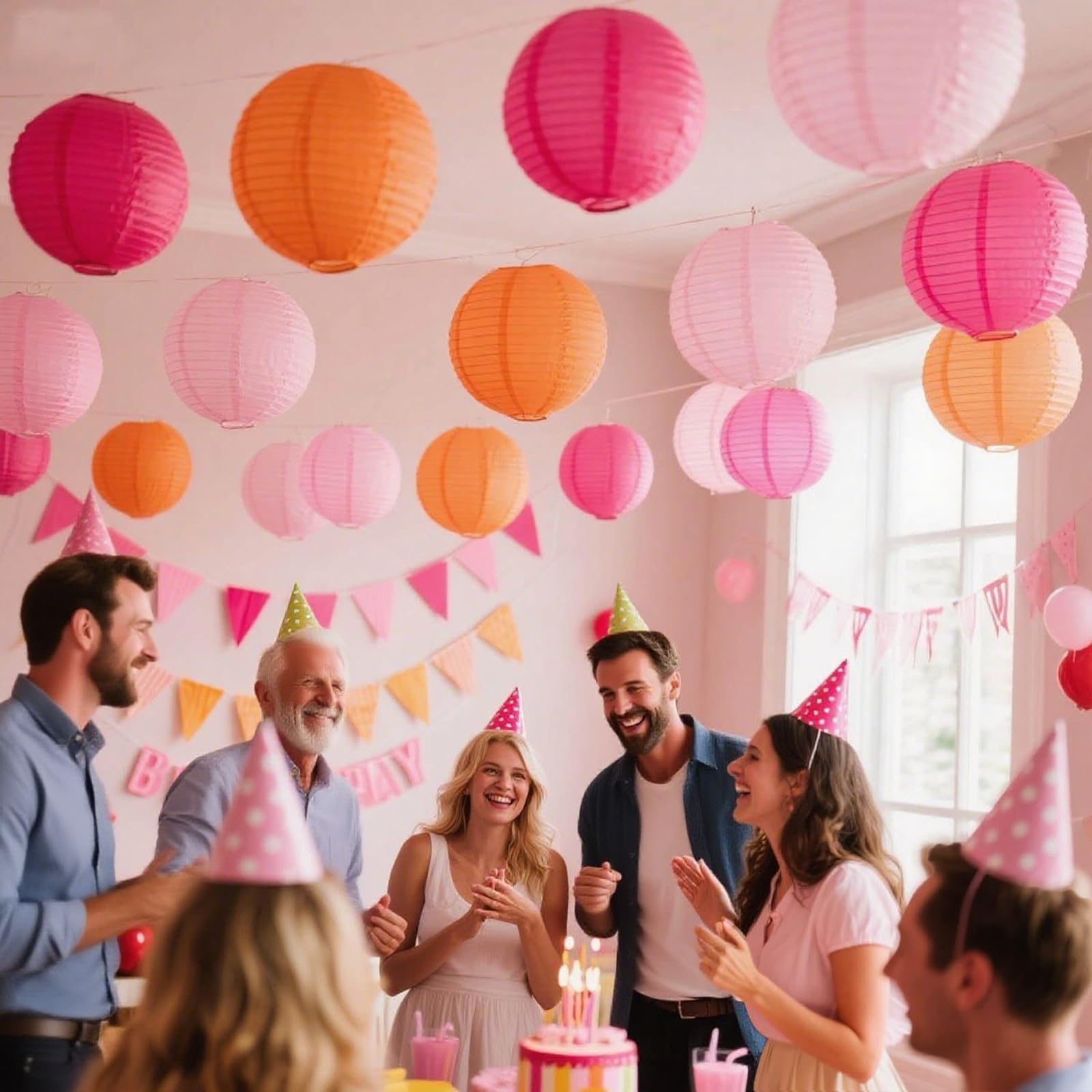 12 lanterne di carta rosa arancione, rosa, arancione e fucsia, lanterne di carta rotonde, lanterne di carta per lanterne, matrimoni, feste in giardino, spose per autunno, decorazione per anniversari e