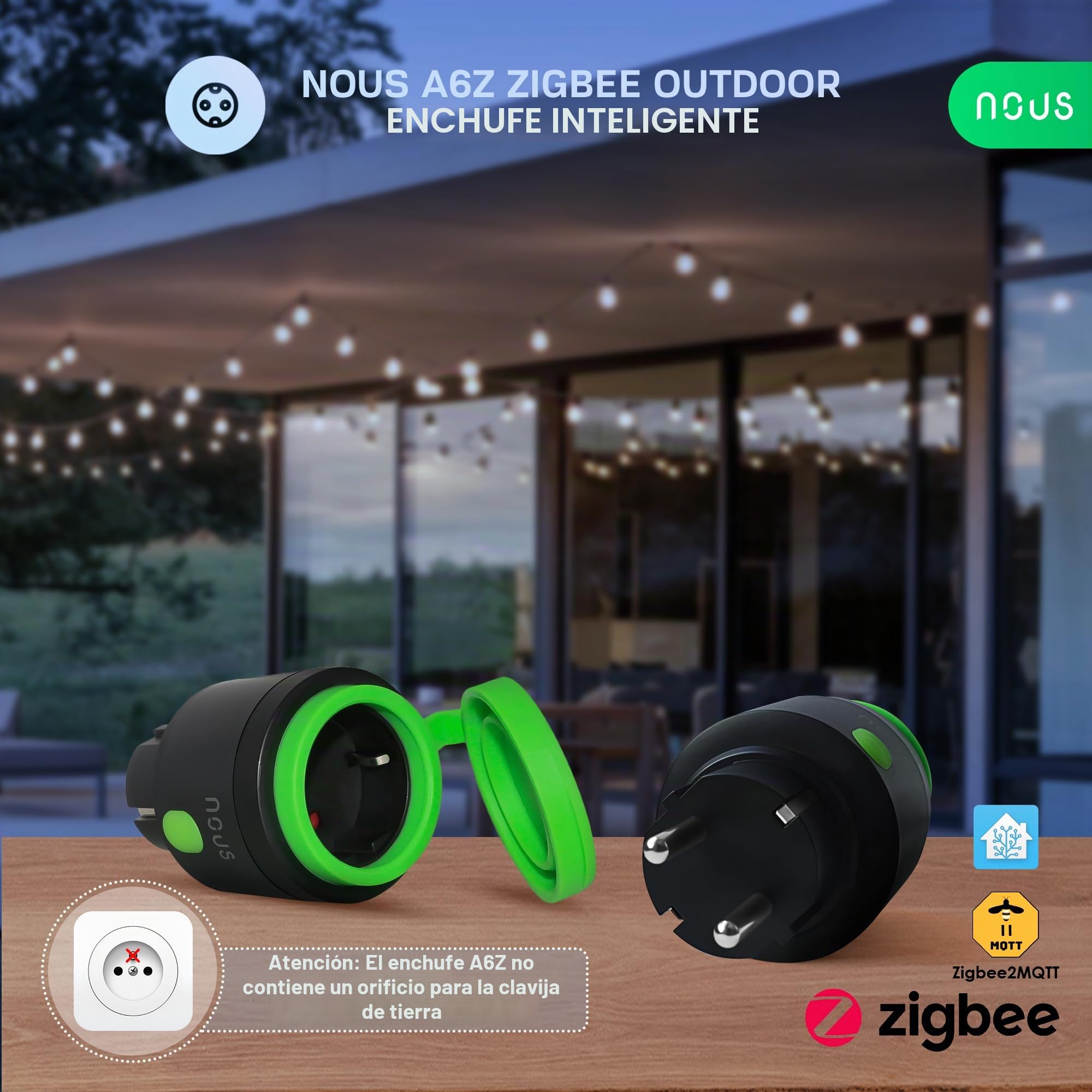 NOUS A6Z Outdoor Stecker ZigBee 2er 3840W/16A/Messung/ZigBee3.0 2er Pack (A6Z (2PCS))