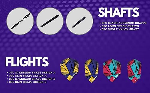 Miniatura 8 de SHOT TAKER CO. EST. 2017 Juego de 6 dardos de punta de acero  Dardos profesionales para diana  Incluye barriles + ejes de plásticoaluminio + anillos