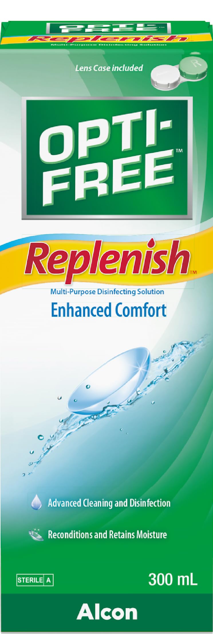 Opti-Free Replenish concact Lens Care Solution | Single Bottle | 1 x 300 ml