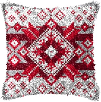 LAPATAIN Latch Hook Kits for DIY Throw Pillow Cover,Flower Pattern Needlework Cushion Cover Hand Craft Crochet for Great Family 17x17inch