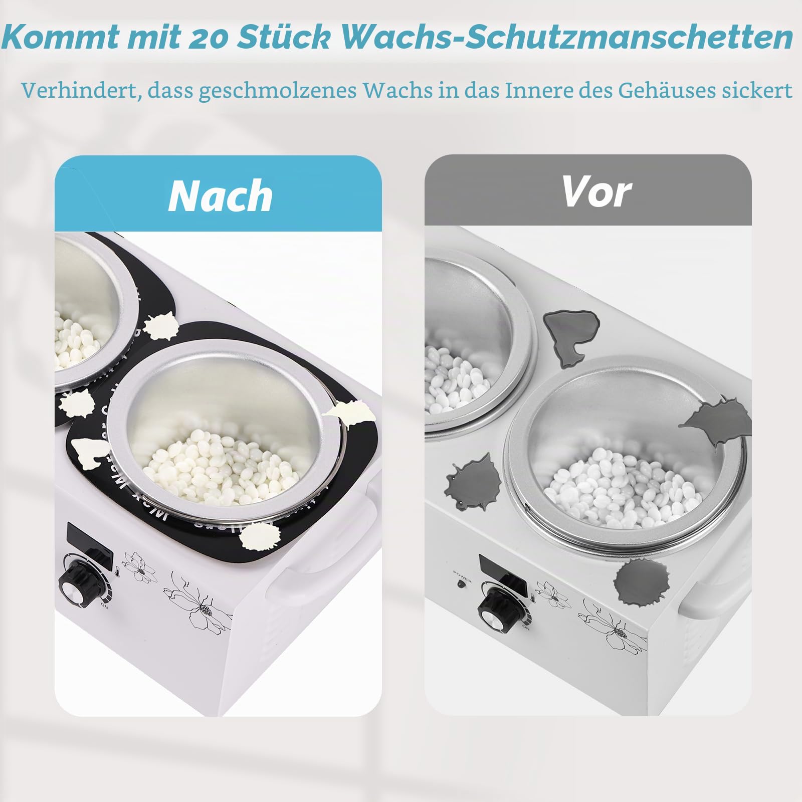Doppel Wachswärmer mit temperaturanzeige, iklestar Professionelles digitale Wax Maschine zur Haarentfernung für Frauen, Wachs Haarentfernung Kit mit Sticks und Silikonschalen