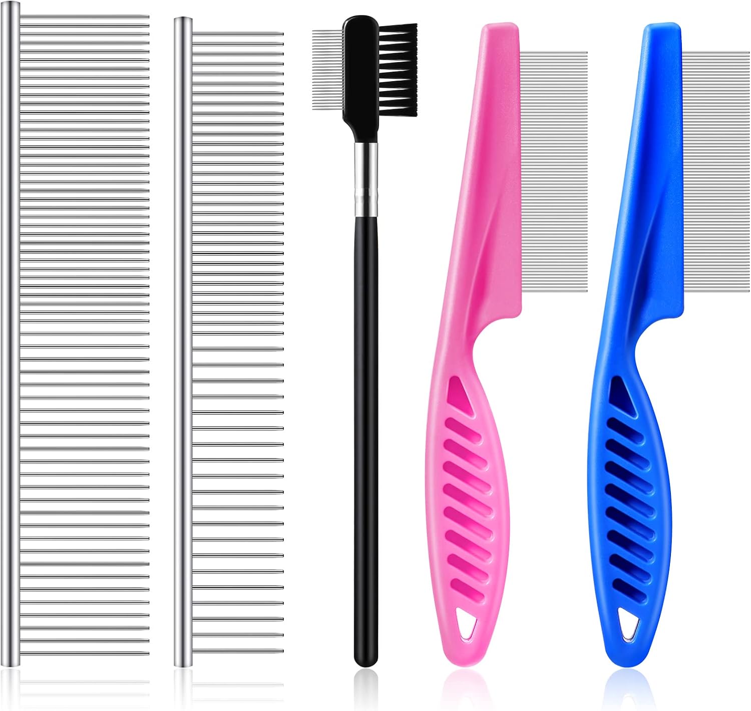 Pet Comb 5 Pieces Dog Comb Tear Stain Remover Comb Stainless Steel Pet Comb Double Sided Dog Eye Comb Brush Multipurpose Grooming Comb…