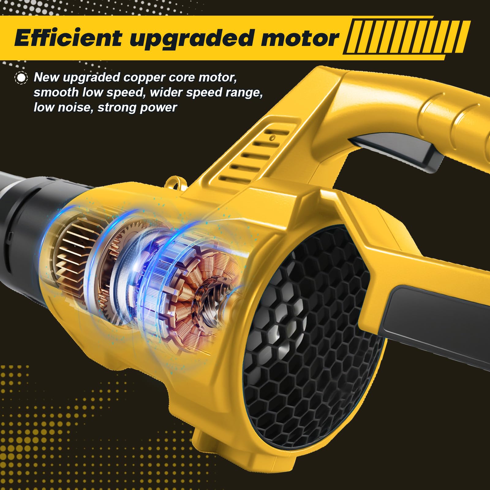 Akumulatorowa dmuchawa do liści kompatybilna z akumulatorem Dewalt 20 V, elektryczna dmuchawa ogrodowa z Turbo-Boost, prędkość powietrza 33 m/s do czyszczenia ogrodu, pielęgnacji trawnika i