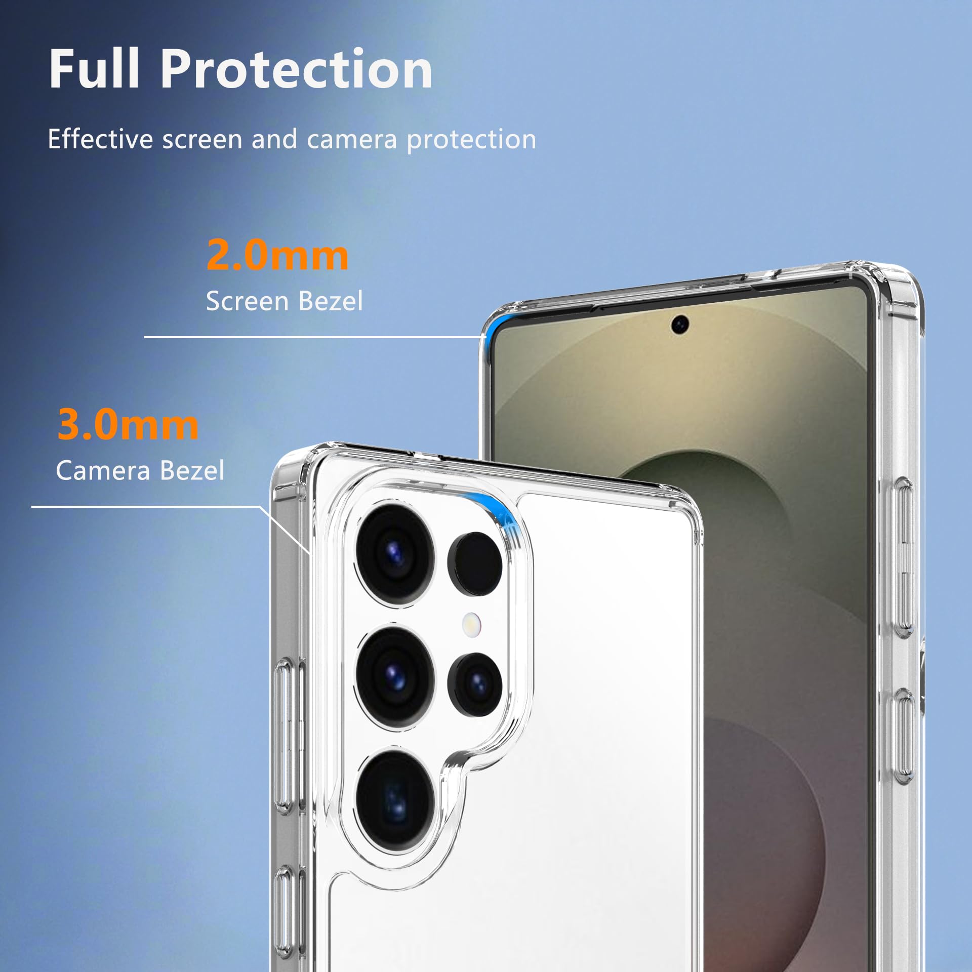 Przezroczyste etui do Samsunga Galaxy S25 Ultra, S25 Ultra, z ochraniaczami ekranu, odporne na wstrząsy, z tworzywa TPU, twardy tył PC, nie żółknie, smukłe etui do Samsung S25 Ultra 5G