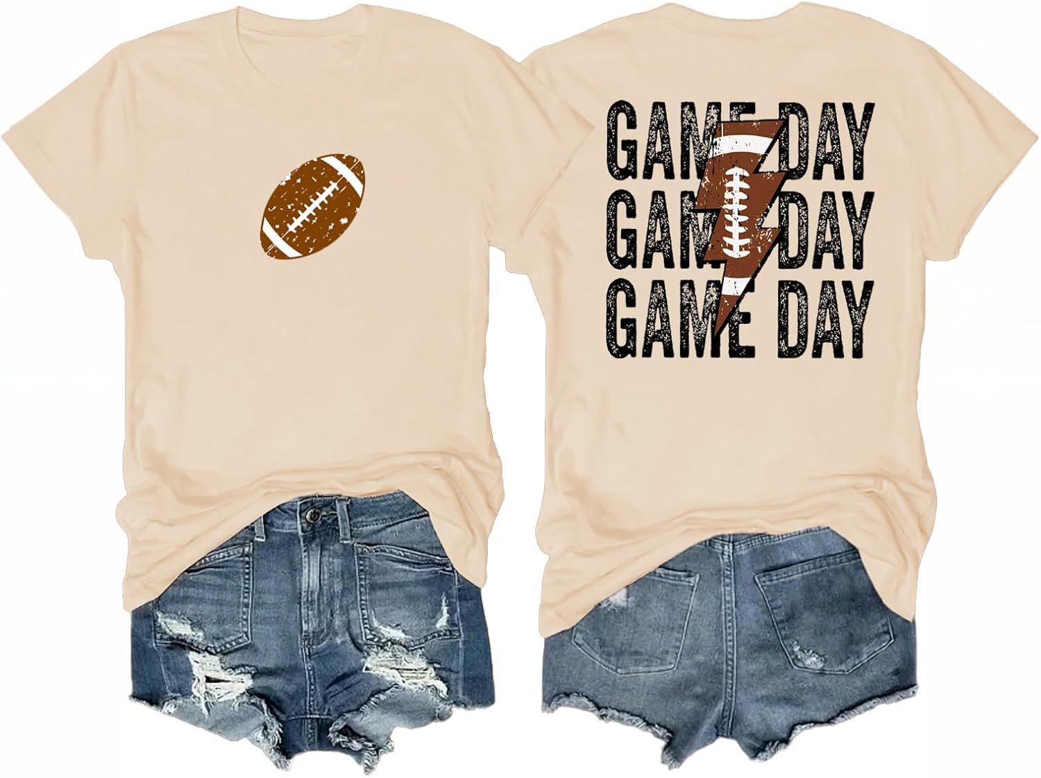 Women's Football Shirts Game Day Outfits Front and Back Double-Sided Graphic Tops 1 Piece