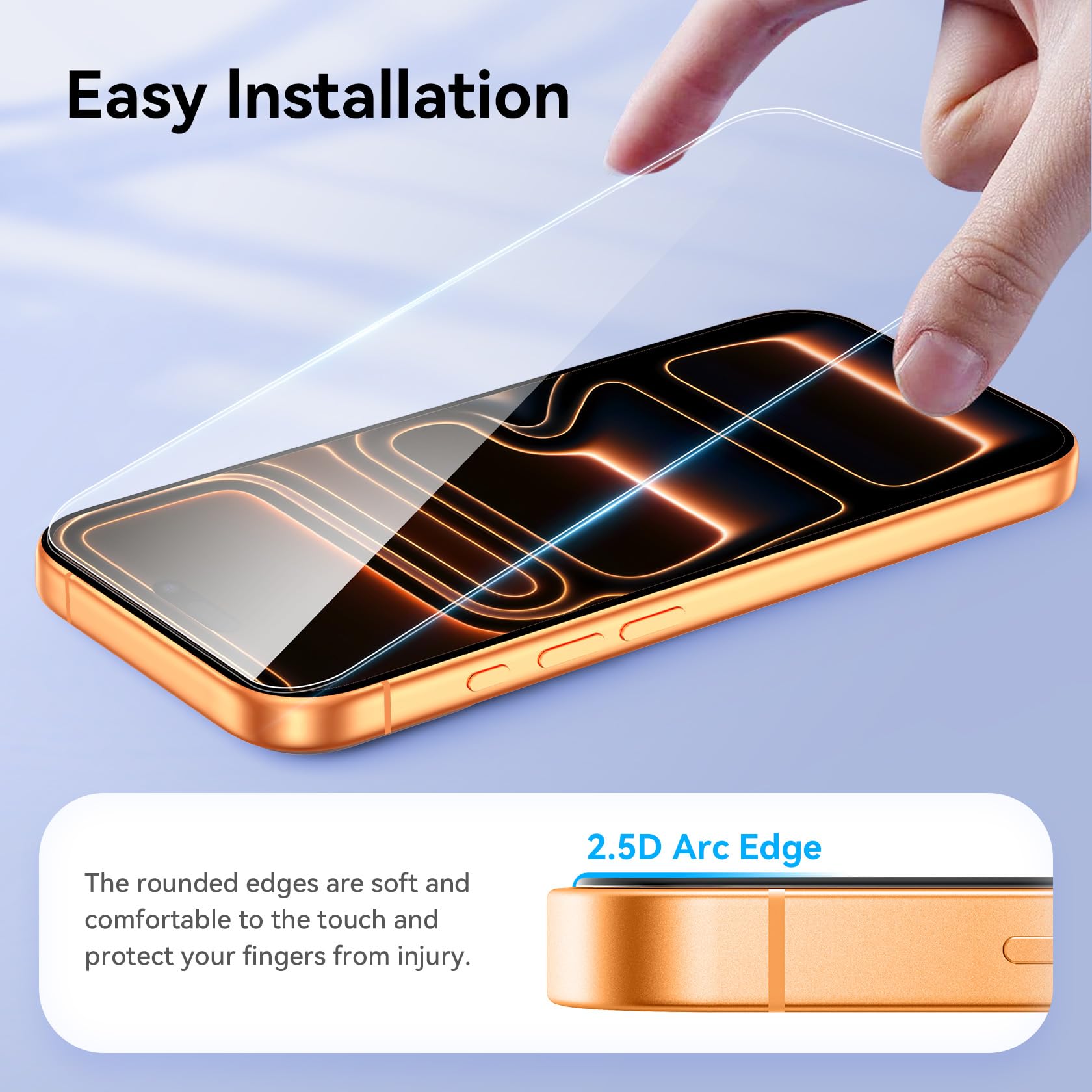 3 Pièces Verre Trempé pour iPhone 17 Pro avec 3 Pièces Caméra Arrière Protecteur, Ultra Résistant Film Protection écran, Anti-Rayures, Sans Bulles Film Protection Compatible iPhone 17 pro 6.3"