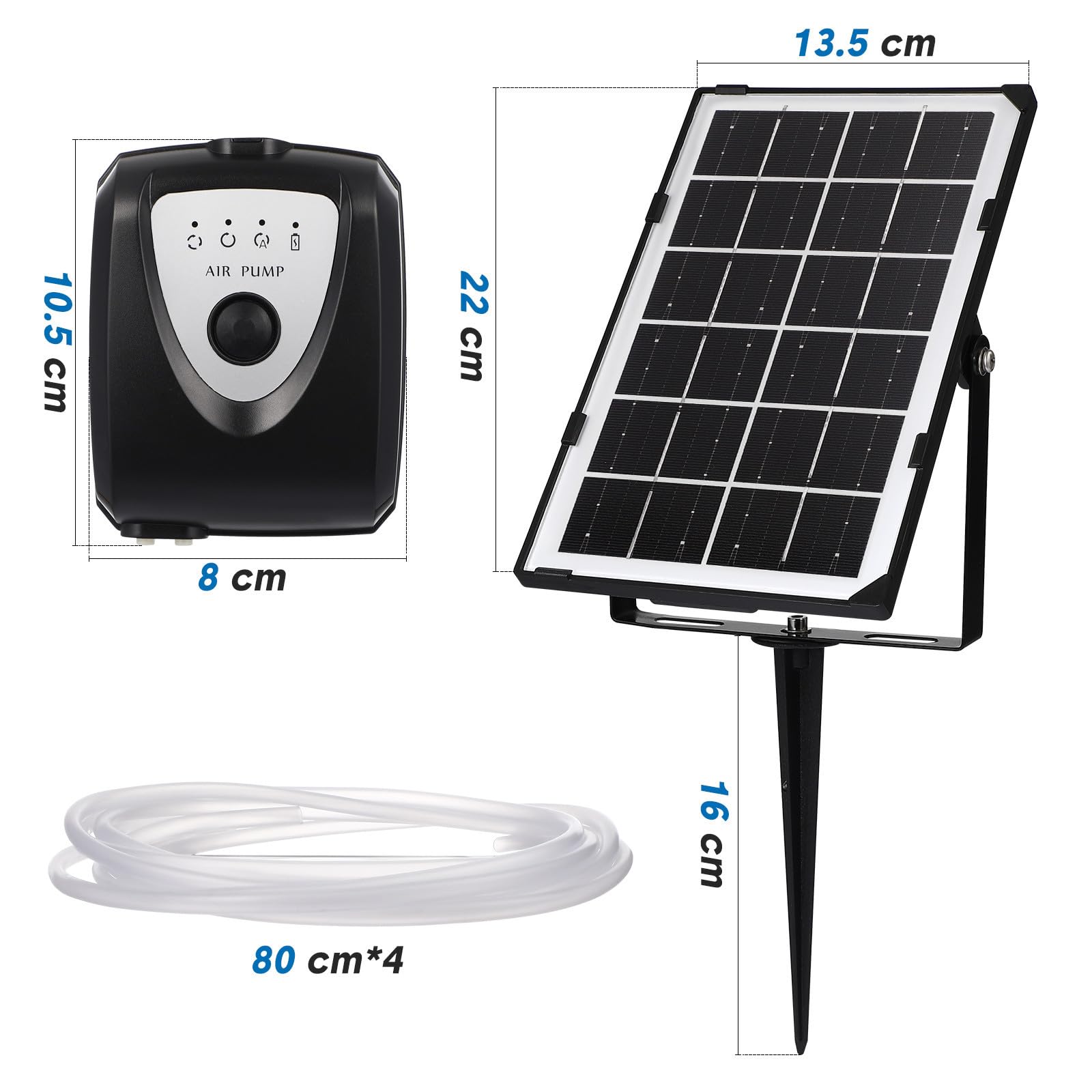 Solar Luftpumpe für Aquarium und Teich 6v 3,5w ABS mit USB