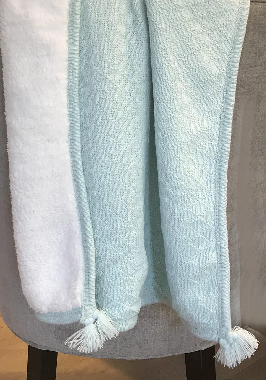 Knoten Luxe Cable Knit Sherpa Baby Blanket (Beach Glass)