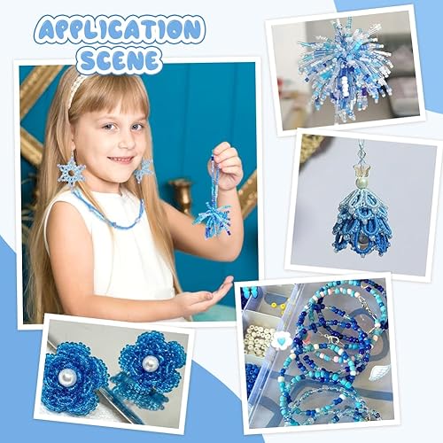 Miniatura 6 de PandaHall Elite mostacillas redondas multicolor surtidas de 4mm con caja contenedora paquete económico 1440 piezas aprox Mezcla 60 transparente Azul