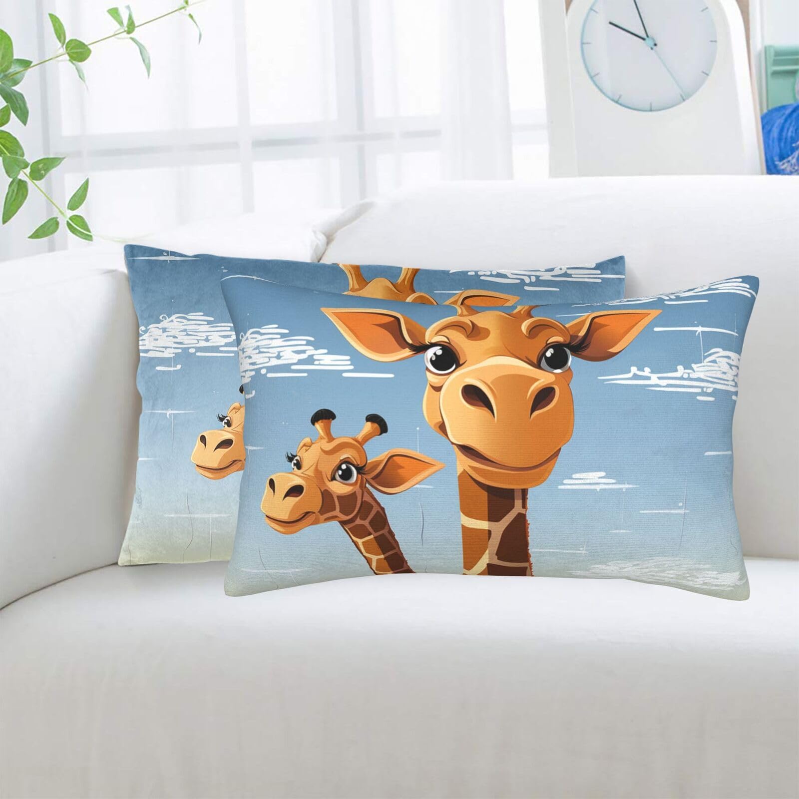 Giraffe Standard Pillowcases Sets of 2, Ultra Soft Microfiber Plush Pillow Cases 16"X24" Comfort Decorative Throw Pillow Cover with Hidden Zipper for Bedroom, Sofa, Couch