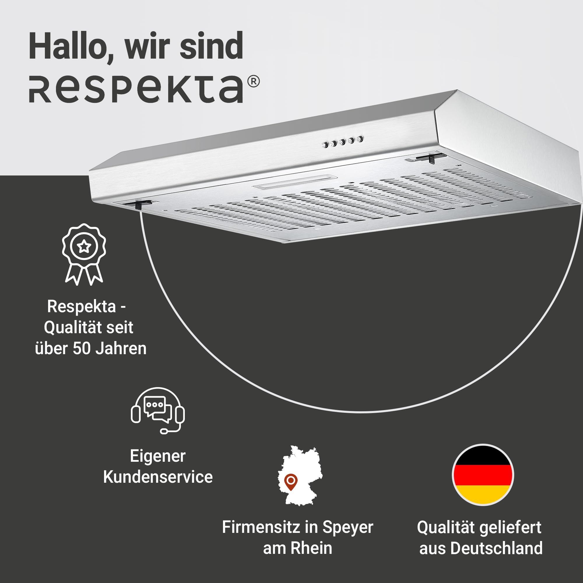Respekta Sina cappa sottopensile inox/cappa aspirante 60 cm/corpo inox di qualità/funzione aspirazione e espulsione aria / CH600IX-19 / classe efficienza energetica A+ / 54–65 dB